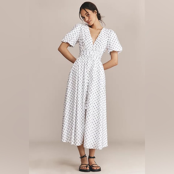 Anthropologie Dresses & Skirts - Anthropologie Womens Maxi Dress White/Navy Somerset Embroidered Floral